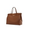 borsa tote grande in pelle marrone minimalista con fibbie decorative