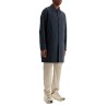 long blue waterproof coat in high-quality polyester with buttons