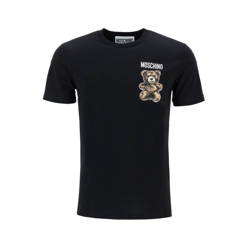 black cotton t-shirt with bear print