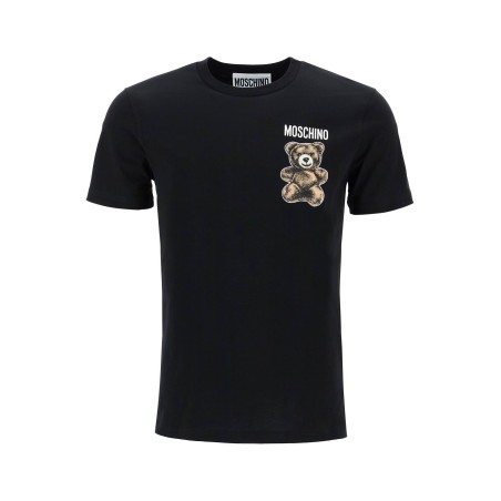 black cotton t-shirt with bear print