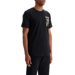 black cotton t-shirt with bear print