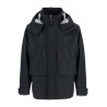 short black waterproof jacket for men in polyester with hood