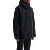 short black waterproof jacket for men in polyester with hood