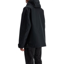 short black waterproof jacket for men in polyester with hood