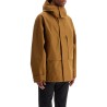 light brown waterproof short jacket in polyester with hood