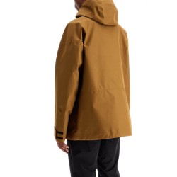 light brown waterproof short jacket in polyester with hood