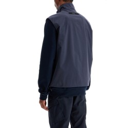 dark blue waterproof gilet in polyamide with high collar