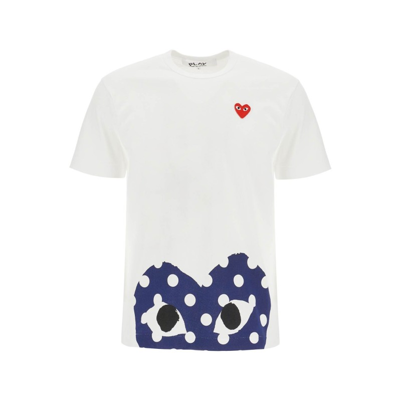 t-shirt in cotone bianco con cuore rosso unisex