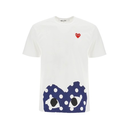 t-shirt in cotone bianco con cuore rosso unisex