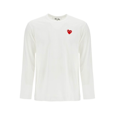 t-shirt unisex in cotone bianco con logo cuore rosso