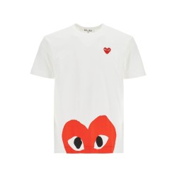 t-shirt in cotone bianco con cuore rosso unisex