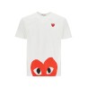 t-shirt in cotone bianco con cuore rosso unisex