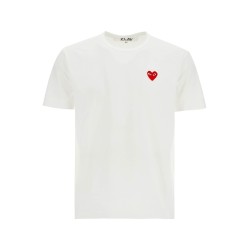 t-shirt cotone bianco con logo cuore rosso unisex