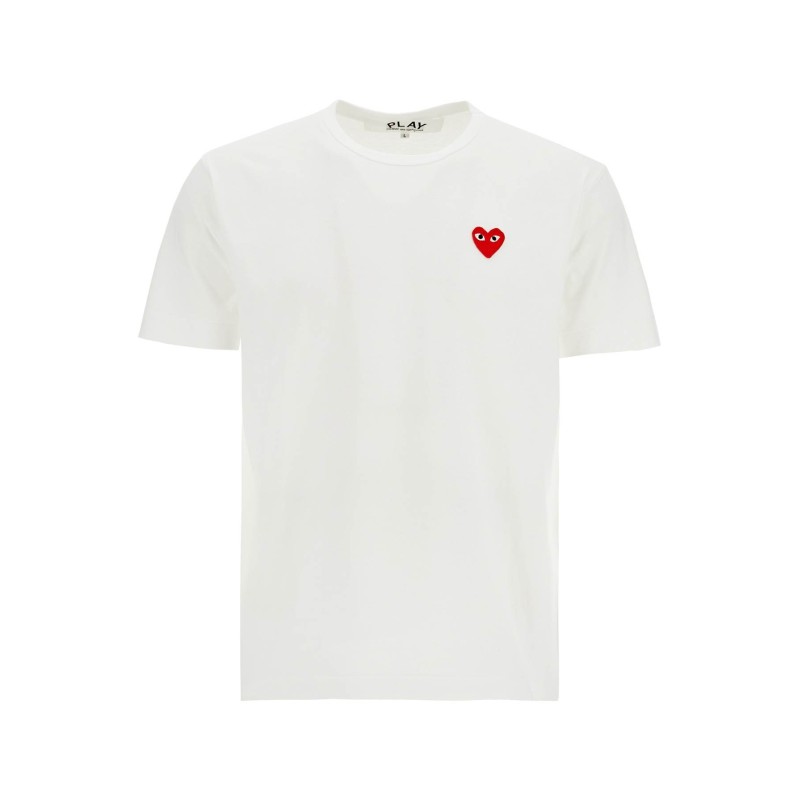 t-shirt cotone bianco con logo cuore rosso unisex