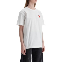 t-shirt cotone bianco con logo cuore rosso unisex