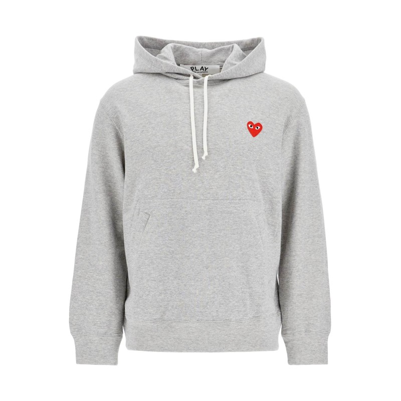 unisex light grey cotton hoodie with red heart