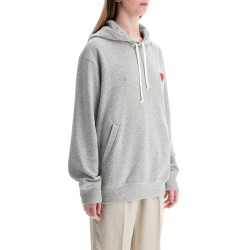 unisex light grey cotton hoodie with red heart