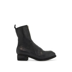 black horse and calf leather boots with side zip