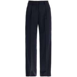 navy blue virgin wool and mohair high-waisted pants