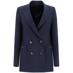 navy blue virgin wool single-breasted blazer