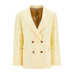 light yellow linen oversized blazer