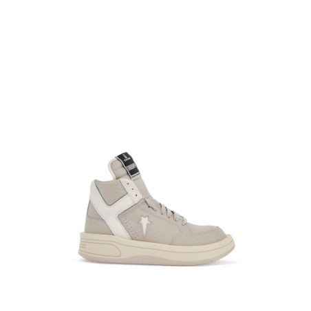 oyster/white leather sneakers with stylized star turbowpn