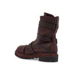 dark red horse leather boots with adjustable straps