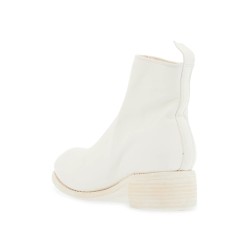 unisex white horse and calf leather boots with elegant side zip