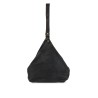 black horse leather triangular bag with zip closure