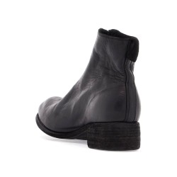 unisex leather boots in black horse and calfskin with metal zip