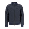 bomber impermeabile leggero in poliammide blu scuro con zip e tasche