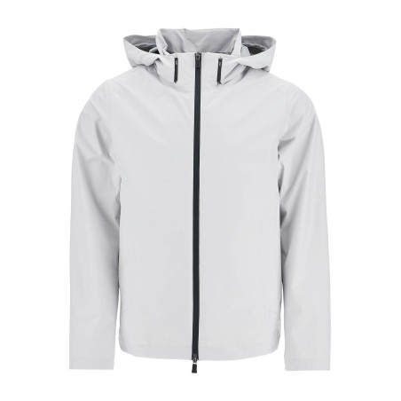 light gray polyester waterproof bomber with hood