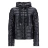 ultra-lightweight black nylon down jacket with hood