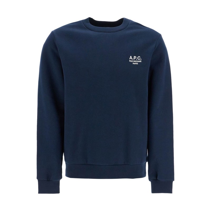 unisex dark blue organic cotton sweatshirt with embroidered logo