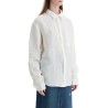 camicia unisex in lino bianco sporco eleganza minimalista