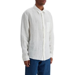 camicia unisex in lino bianco sporco eleganza minimalista