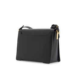 black calfskin shopping bag with distinctive closure