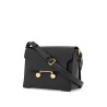 black calfskin shopping bag with distinctive closure