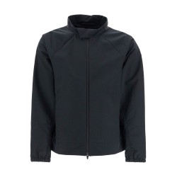 men's waterproof jacket in black polyamide with high collar