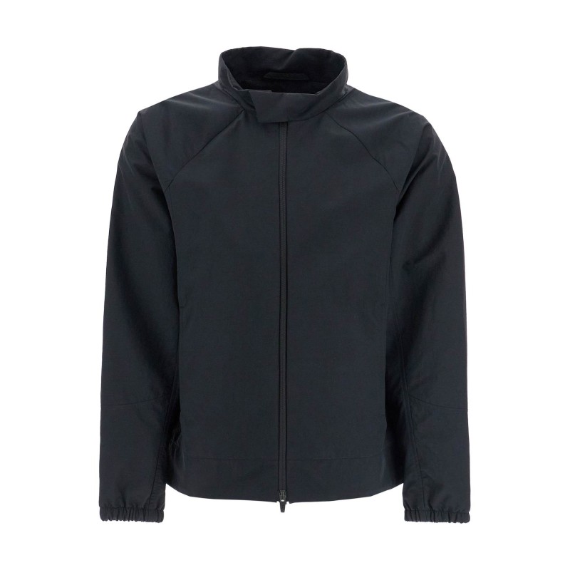 men's waterproof jacket in black polyamide with high collar