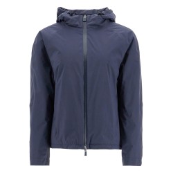 short waterproof breathable outdoor jacket dark blue