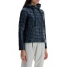 cropped down jacket with hood in ultralight dark blue nylon