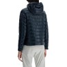 cropped down jacket with hood in ultralight dark blue nylon