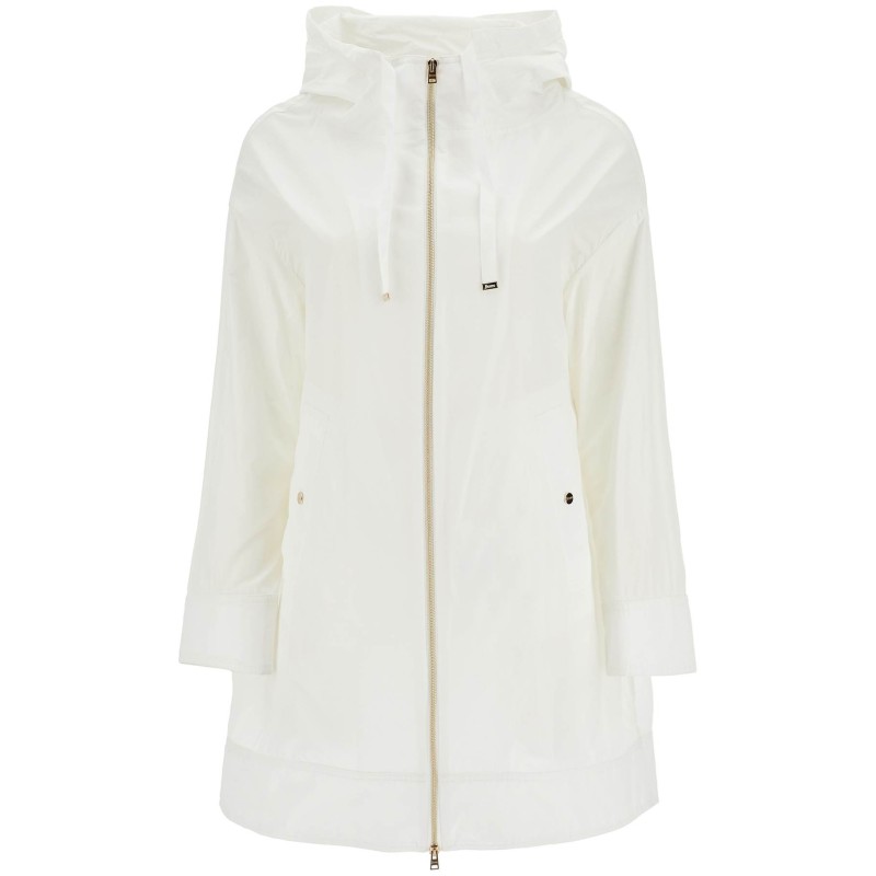 white waterproof 3/4 sleeve parka techn taffeta