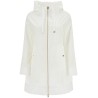 white waterproof 3/4 sleeve parka techn taffeta