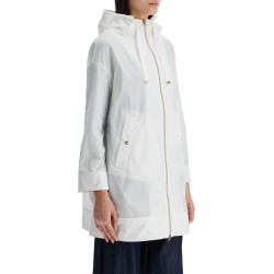 white waterproof 3/4 sleeve parka techn taffeta