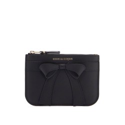 large black bow wallet in calfskin zip unisex