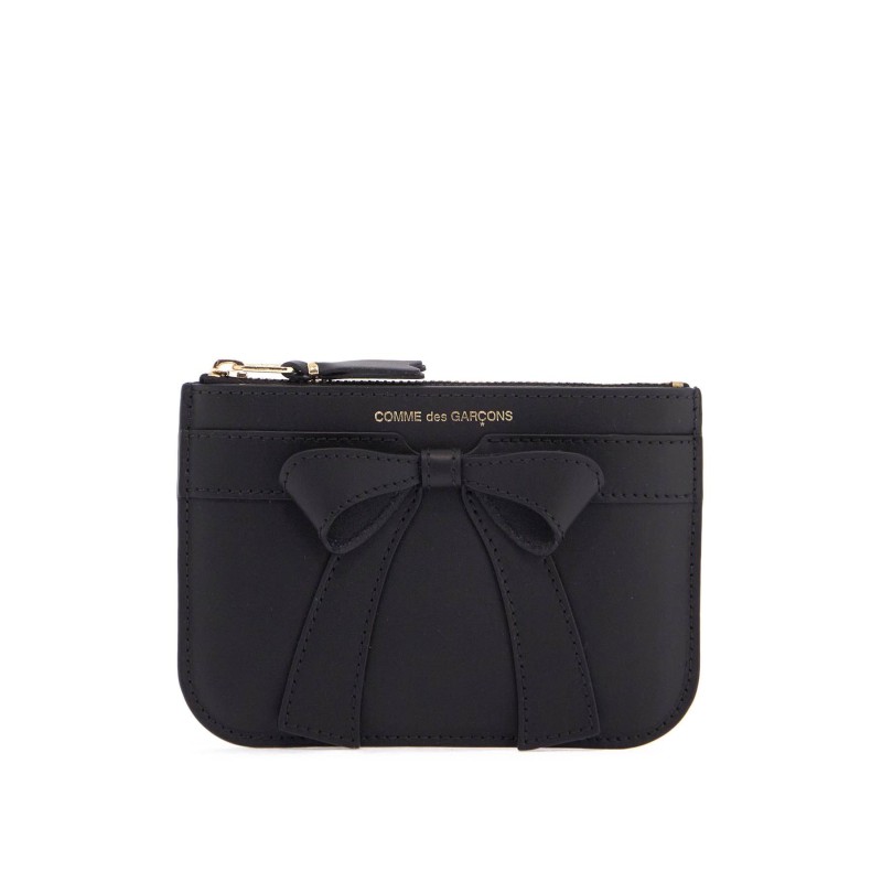 large black bow wallet in calfskin zip unisex