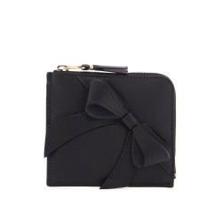 large bow wallet in shiny black calfskin unisex