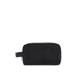 black rectangular beauty case in polyamide with side handle and zip